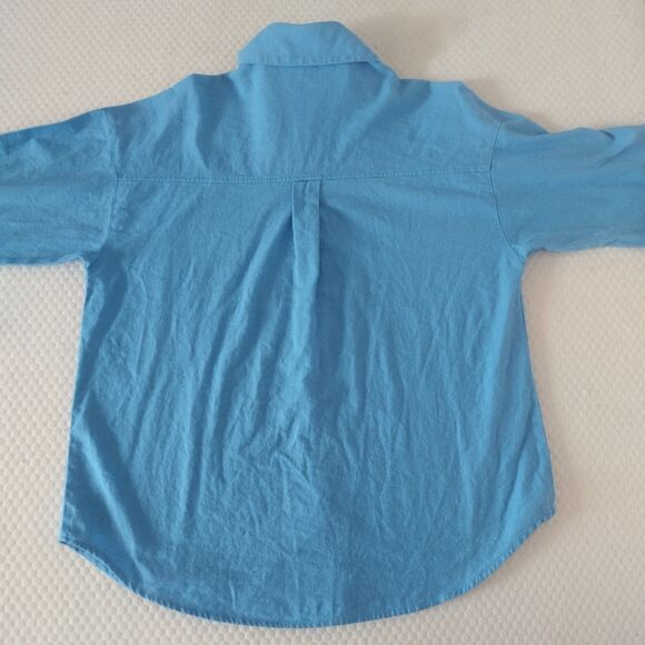 Abercrobie Fitch Oversized Y2K Linen Cotton Button Up Shirt M Big Front Pocket - Picture 2 of 5